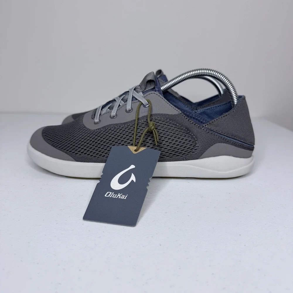 Olukai Moku Pae Pavement/Vintage Blue Mesh Boat Shoes Sneakers Men's Size 9
